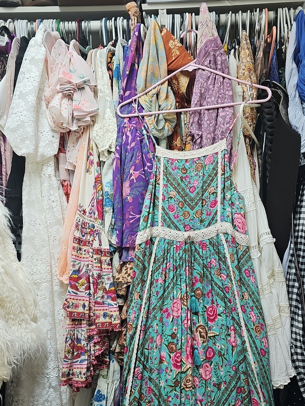 Spell Teal Floral Lace-Trim Maxi Dress - Picture 7 of 7